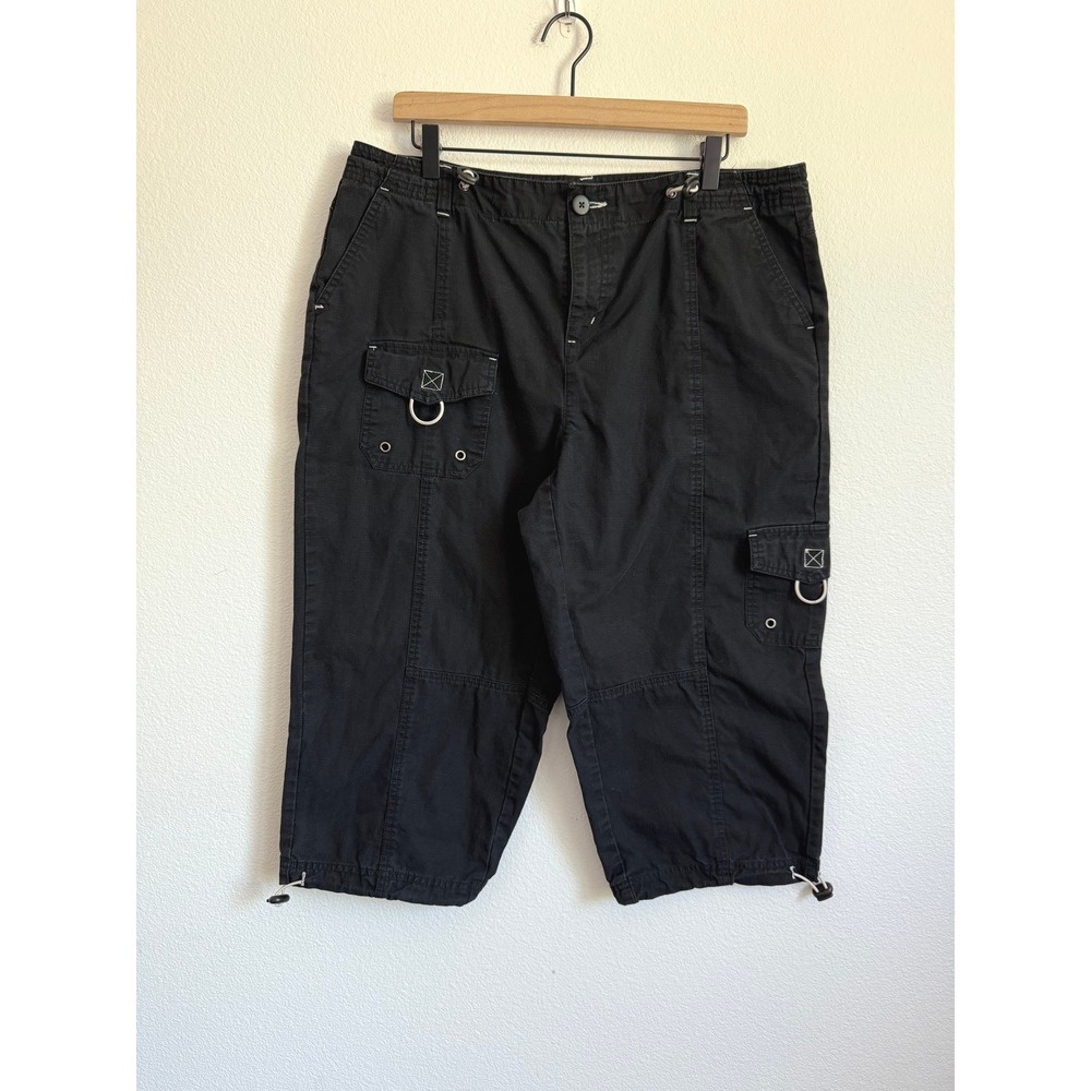 Allison Brittney Gorpcore Cargo Capri Pants Black Utility Cropped Plus 16W